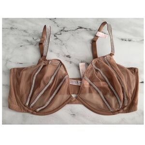 Victorias Secret Nwt Very Sexy Unlined Low Cut Demi Bra Shine Strap Toffee 38DD